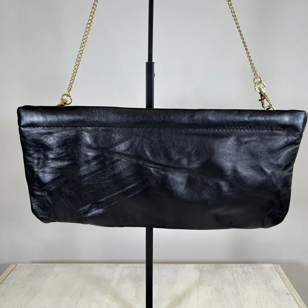 Great American Leatherworks Hinged Chain Strap Clutch Purse Red Boho Western